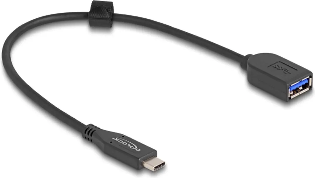 Delock USB 10 Gbps Coaxiale Kabel USB-C naar USB-A 25cm - Zwart