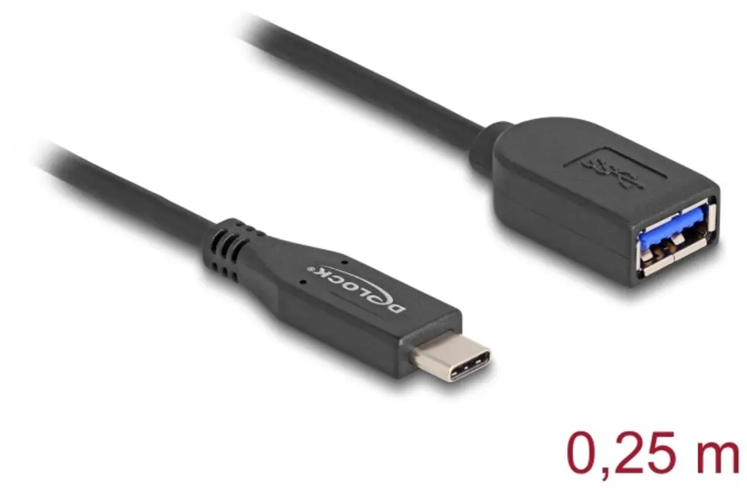 Delock USB 10 Gbps Coaxiale Kabel USB-C naar USB-A 25cm