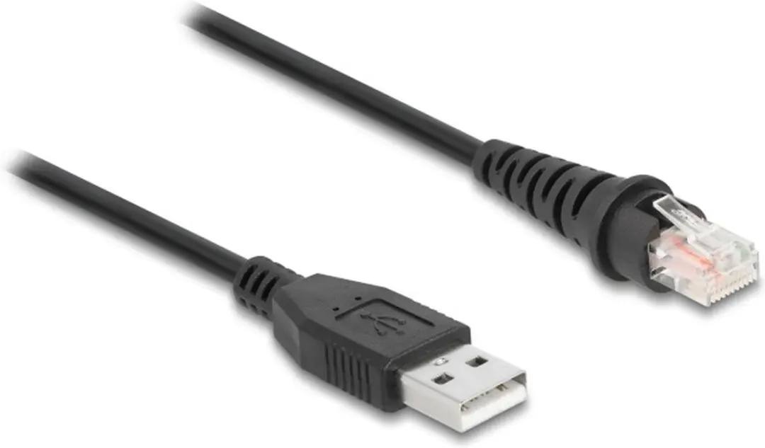 Delock RJ50 naar USB 2.0 Barcode Scanner Kabel 3m - Zwart