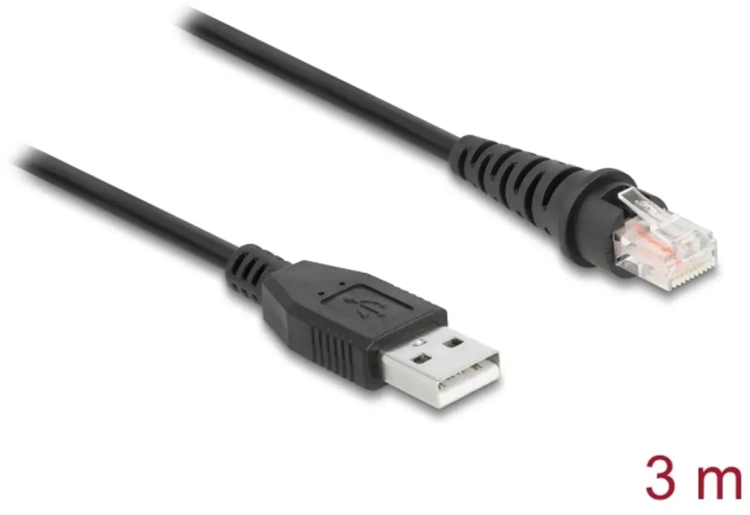 Delock RJ50 naar USB 2.0 Barcode Scanner Kabel 3m