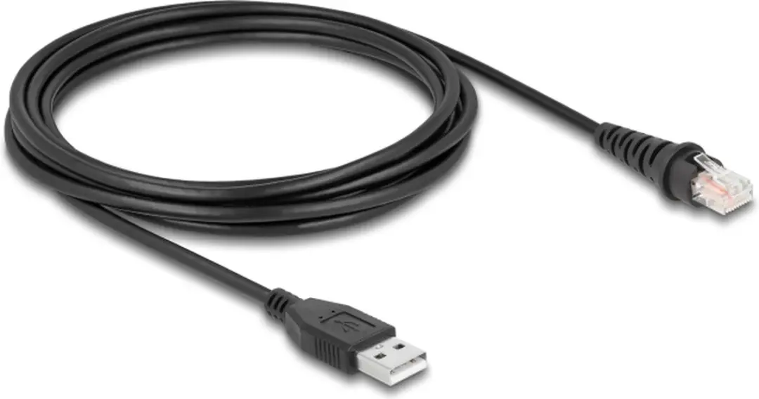 Delock RJ50 naar USB 2.0 Barcode Scanner Kabel 3m - Zwart