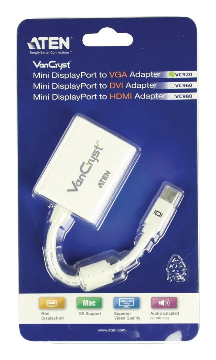 Aten VC920 Mini DisplayPort naar VGA Adapter - Wit - afbeelding 6 van 6
