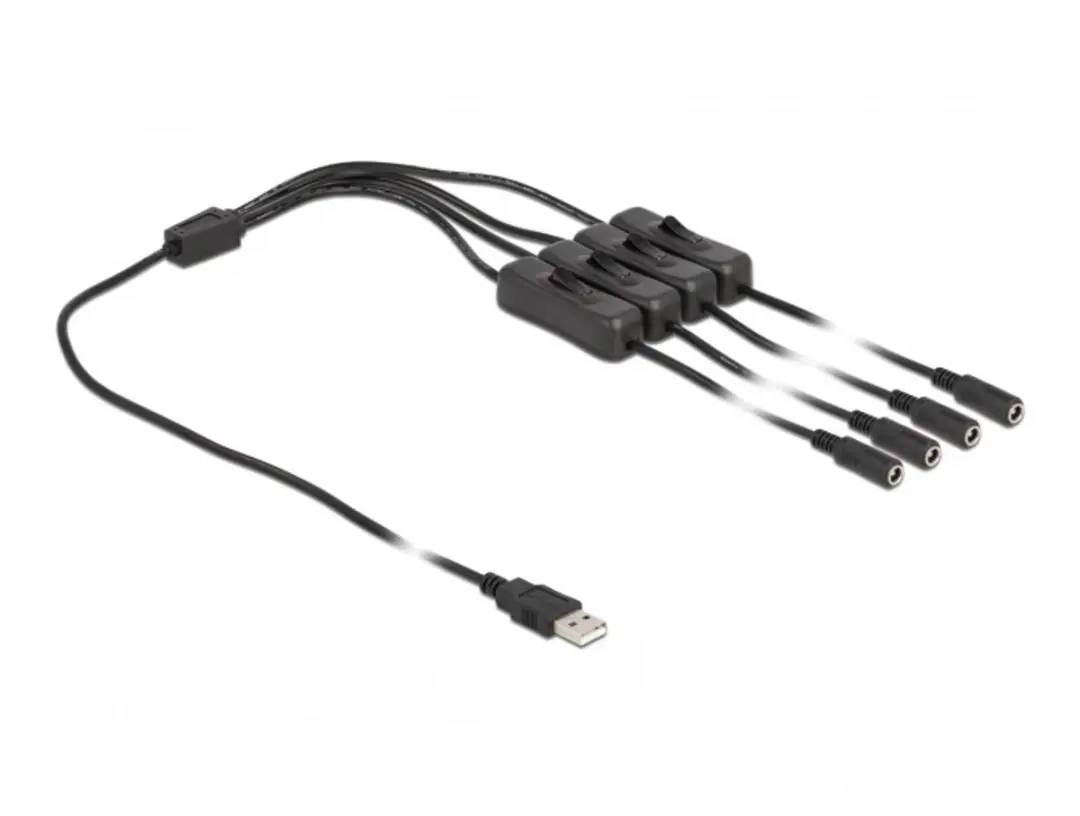 Delock USB-A 4x DC Splitter 5,5x2,1mm