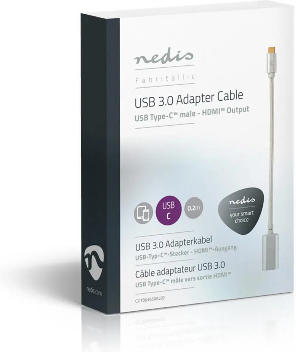 Nedis USB-C HDMI Adapter CCTB64650AL02 - 4K@60Hz - 0,2m - Zilver - afbeelding 6 van 6