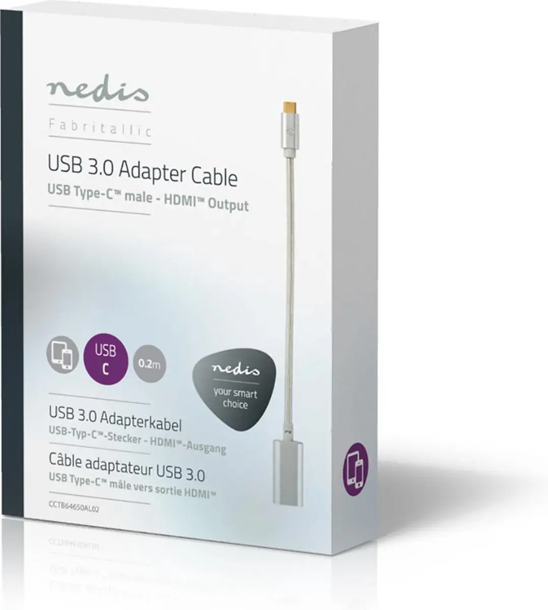 Nedis USB-C HDMI Adapter CCTB64650AL02 - 4K@60Hz - 0,2m - Zilver