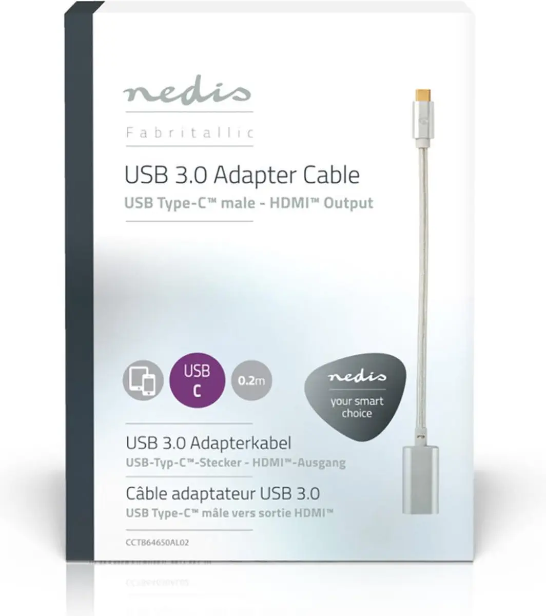 Nedis USB-C HDMI Adapter CCTB64650AL02 - 4K@60Hz - 0,2m - Zilver