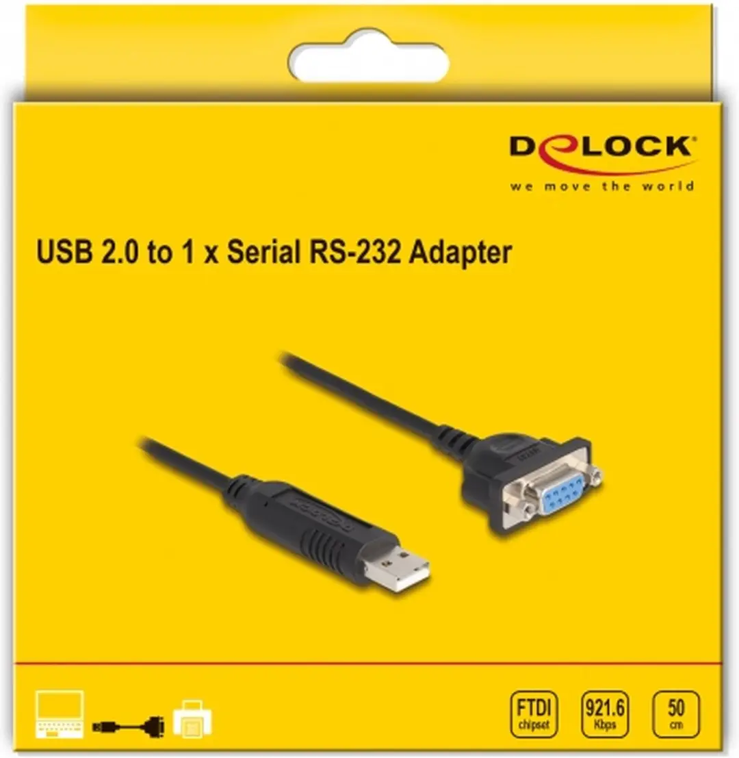 Delock USB 2.0 naar RS-232 Adapter 66470 - Zwart