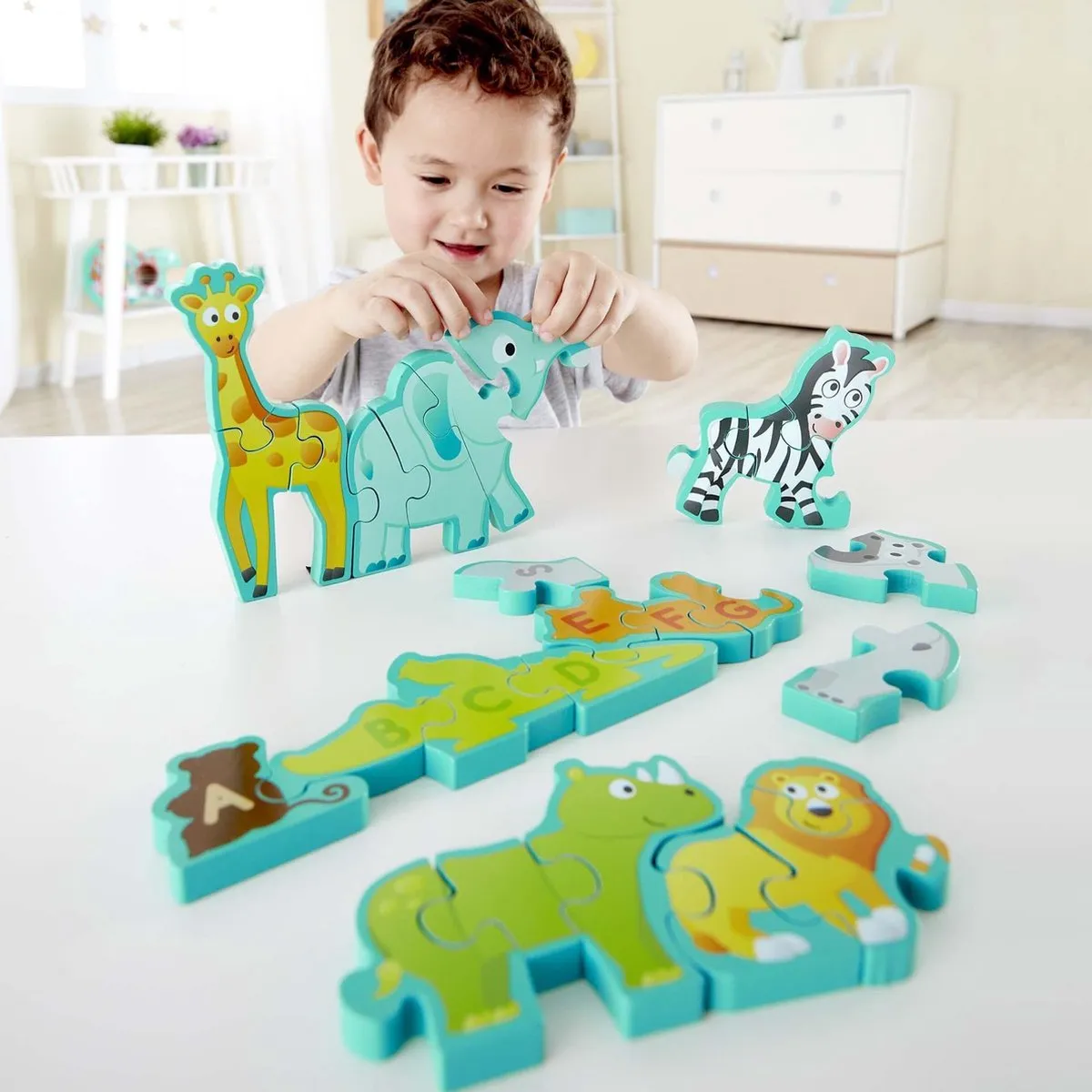 Hape Alphabet & Tierparade Puzzel - 26 Stuks - Veelkleurig