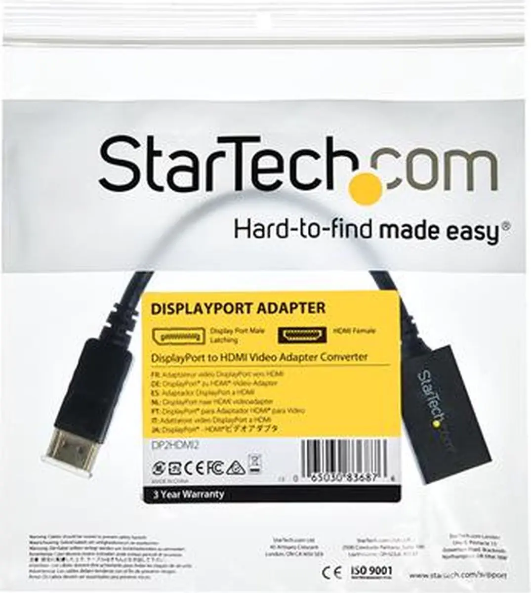 Startech DisplayPort naar HDMI Adapter DP2HDMI2 - Zwart
