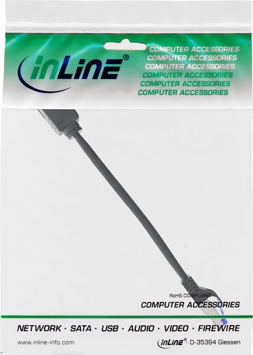 InLine S/FTP CAT6a Netwerkverlengkabel 10Gb - 0,20m - Zwart