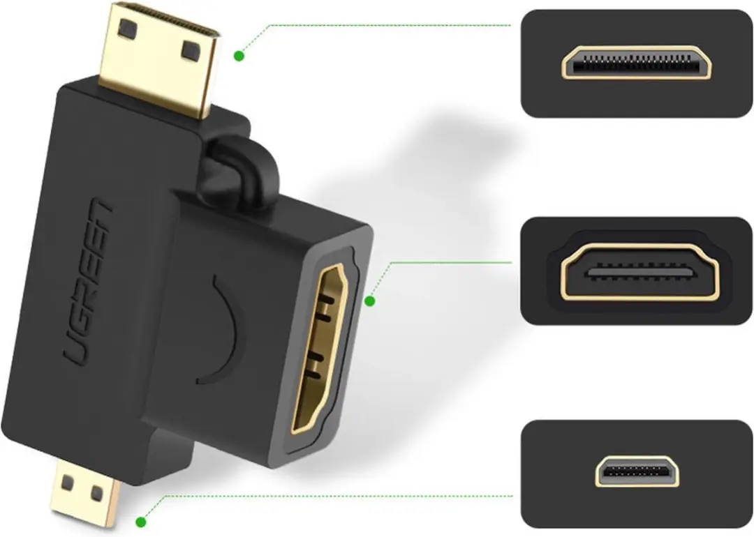 Ugreen HDMI naar Mini/HDMI Adapter - Zwart