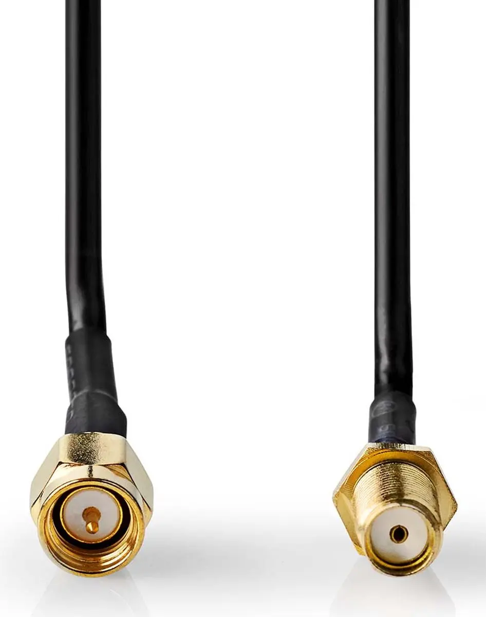 Nedis Antennekabel SMA Male-Female 1m - Verguld - 50 Ohm - Zwart