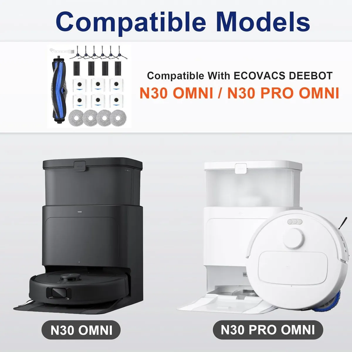 21 Stuks Accessoires Kit gescht voor ECOVACS Deebot N30 OMNI/N30 PRO OMNI Robot Stofzuiger, Vervangende Onderdelen Hoofdborstel, Zijborstel, Filter, Wasbare Dweilpads, Stofzak