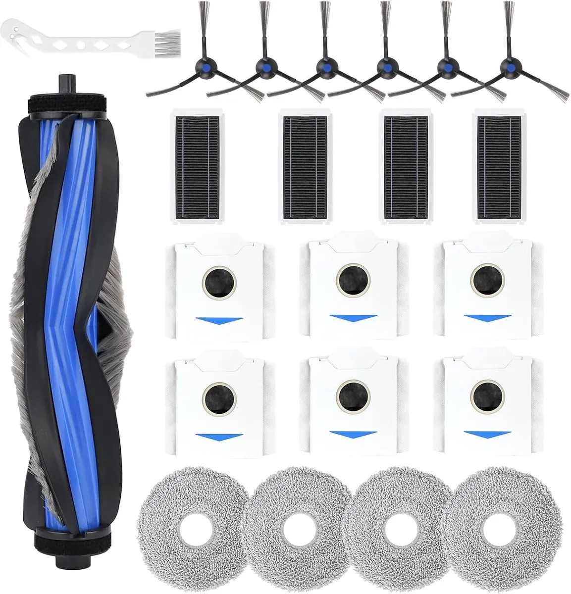 21 Stuks Accessoires Kit gescht voor ECOVACS Deebot N30 OMNI/N30 PRO OMNI Robot Stofzuiger, Vervangende Onderdelen Hoofdborstel, Zijborstel, Filter, Wasbare Dweilpads, Stofzak