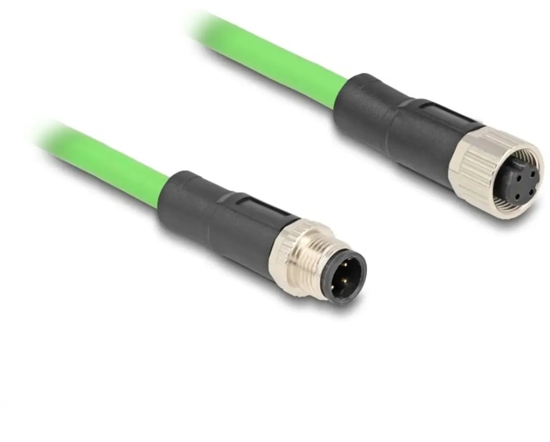 Delock M12 4-pins D-gecodeerde Netwerkverlengkabel CAT5e PUR 1m