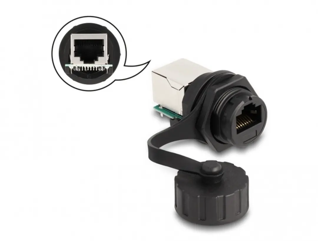 Delock RJ50 Jack-naar-Jack Kabelconnector - IP68 - Zwart