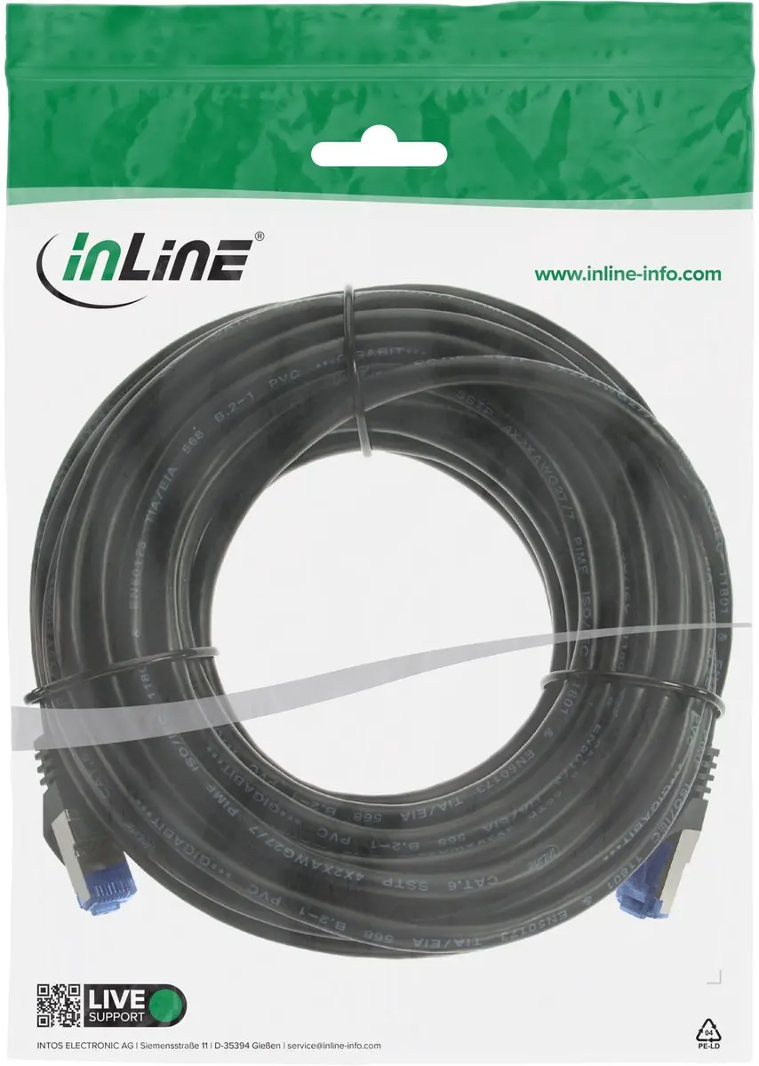 InLine S/FTP CAT6A Netwerkkabel Outdoor 30m - Zwart