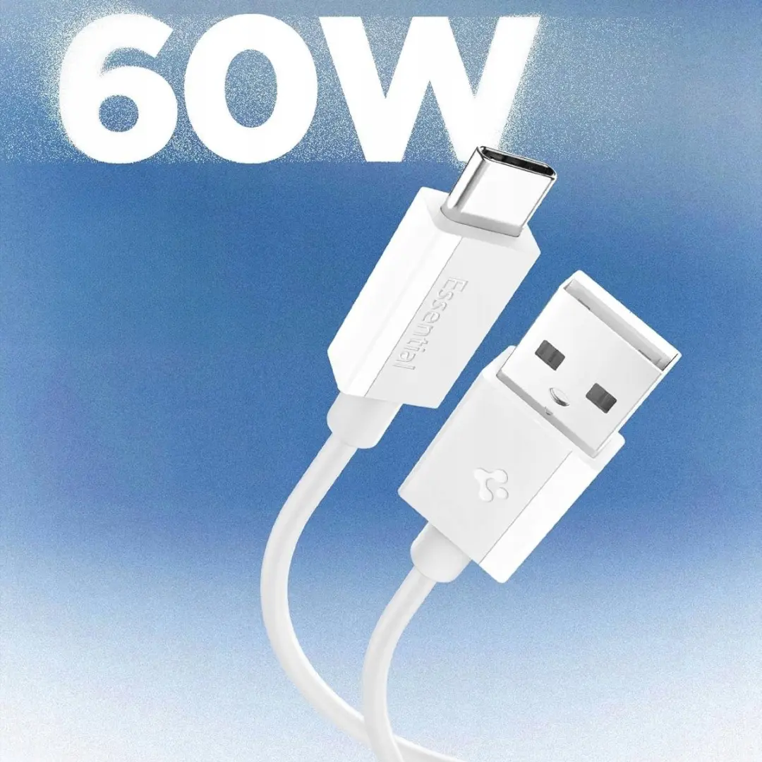 Spigen Essential EB6020AC USB-A naar USB-C Kabel 60W 2m - Transparant