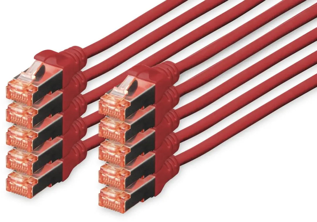 Digitus DK-1644-005-R-10 Netwerkkabel Cat6 S/FTP - 0,5m - Rood - 10 Stuks