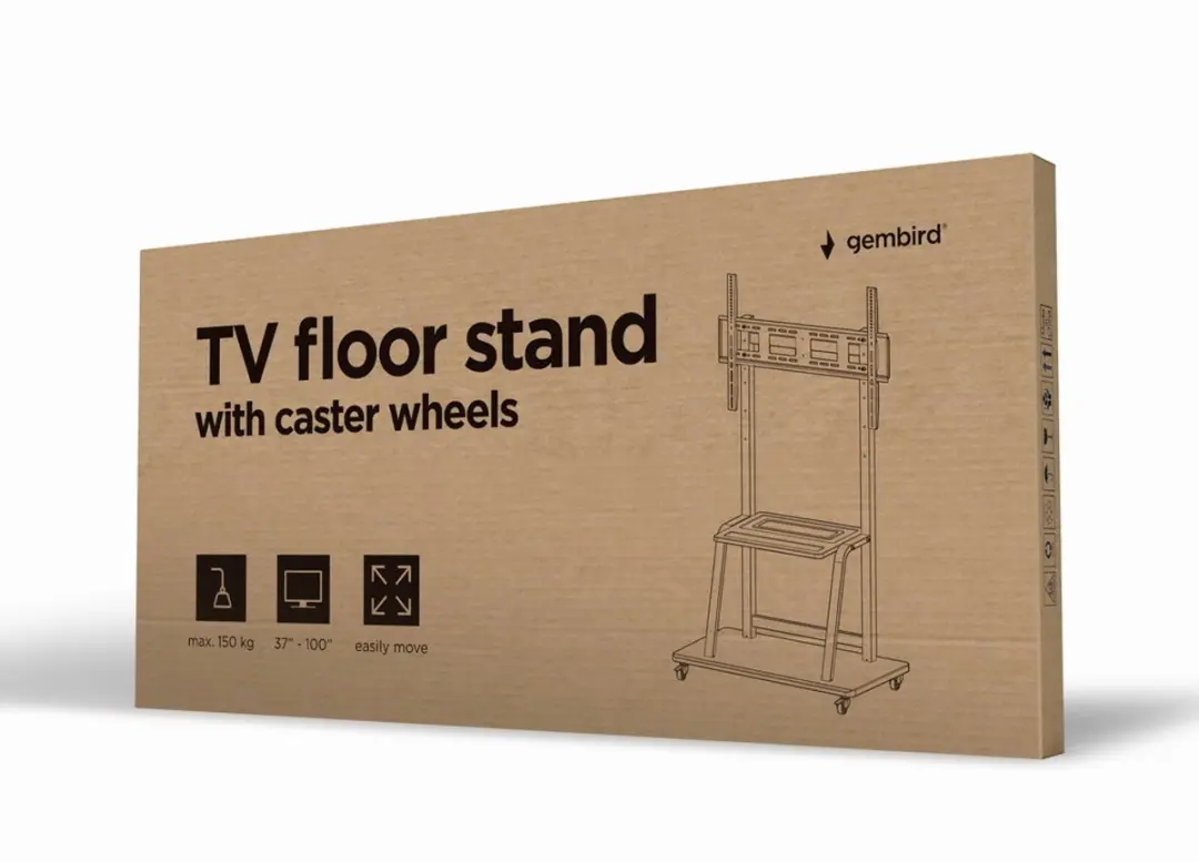 Gembird TVS-100F-01 Verrijdbare TV Vloerstandaard - Zwart