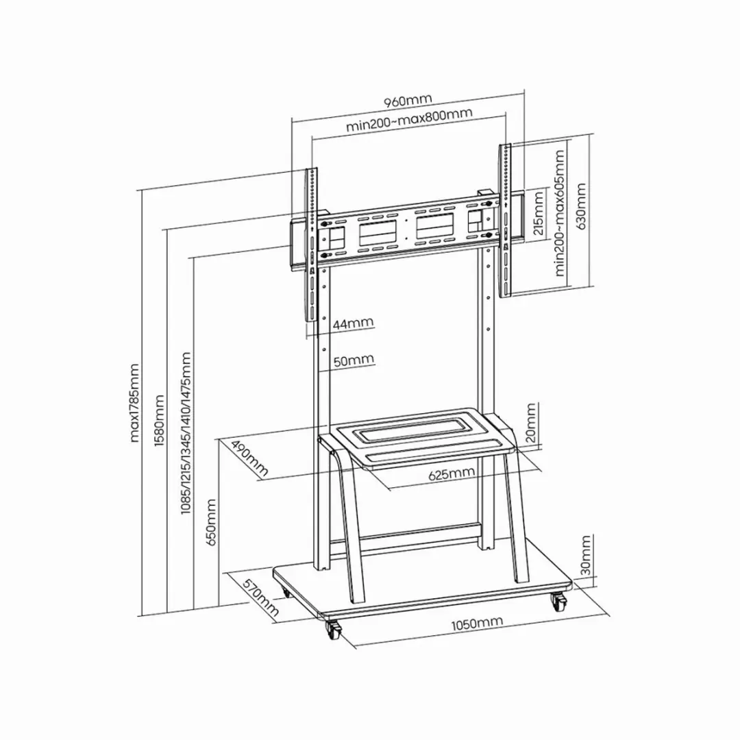 Gembird TVS-100F-01 Verrijdbare TV Vloerstandaard - Zwart