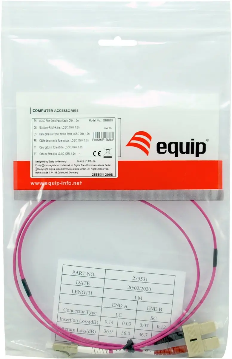 Equip 255534 InfiniBand Glasvezelkabel LC-SC 7m - Roze