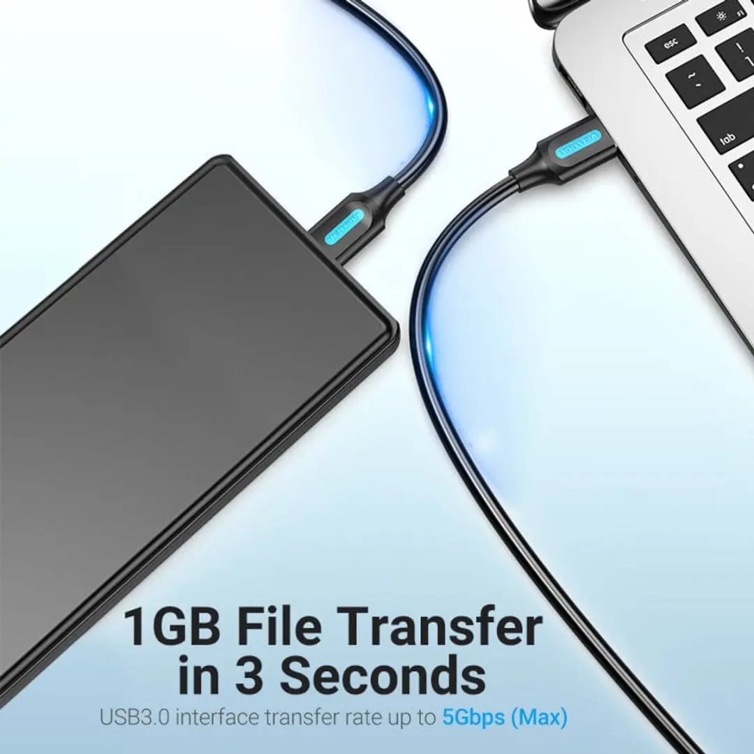 Vention USB 3.0 A naar Micro-B Kabel 0,5m - 2A - Zwart