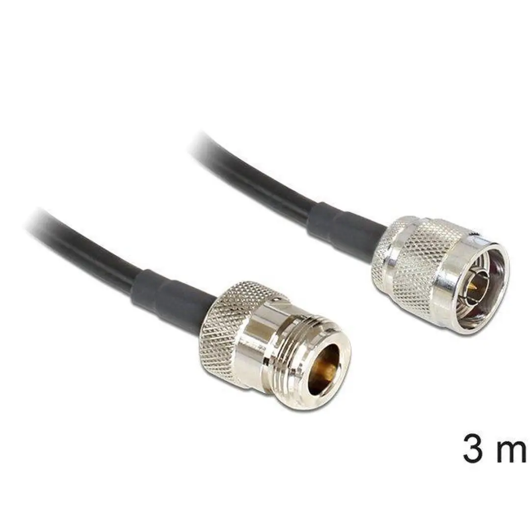 Delock N Stecker N Buchse LMR195 Kabel 3m - Zwart