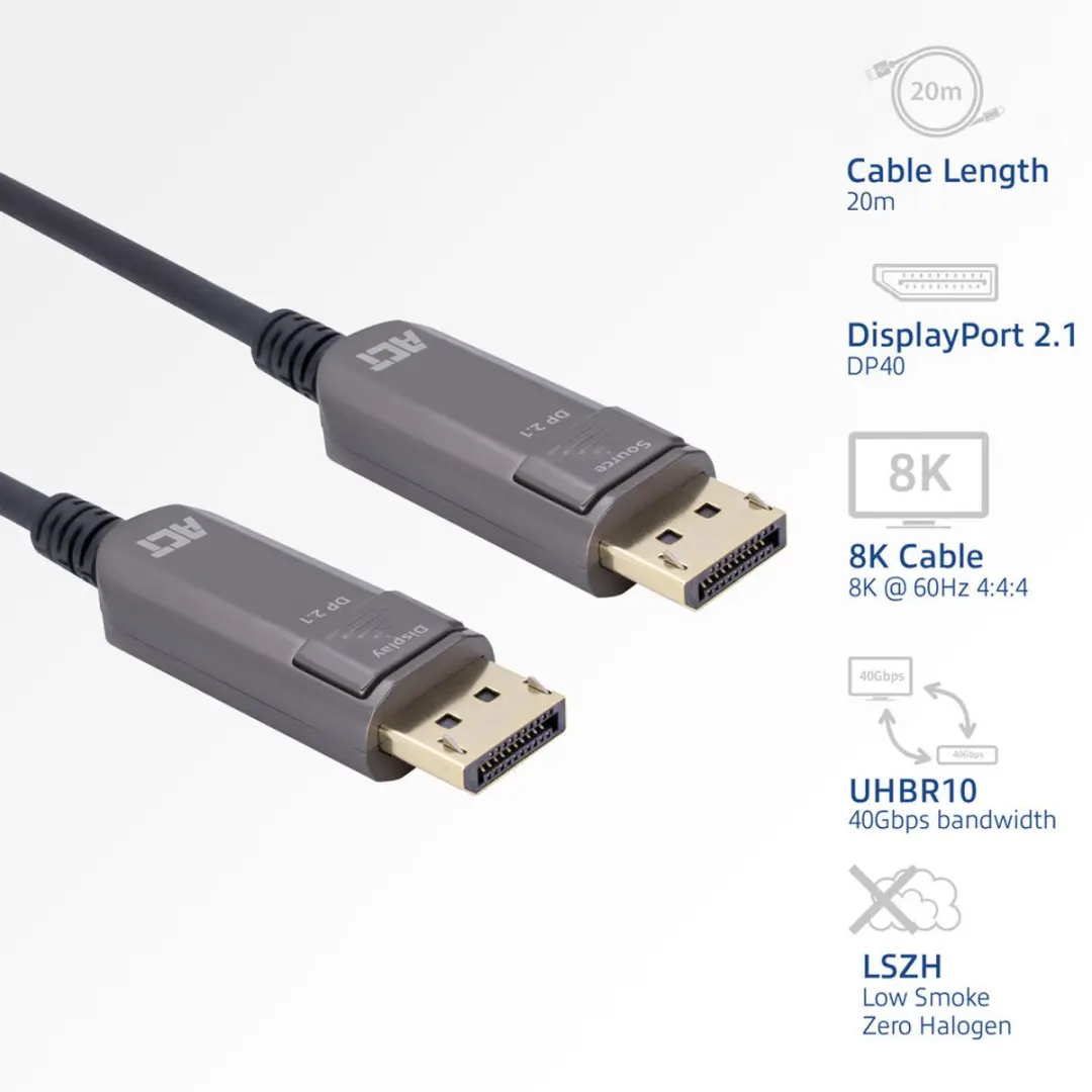 ACT 20m 8K DisplayPort 2.1 AOC AK4172 - Zwart