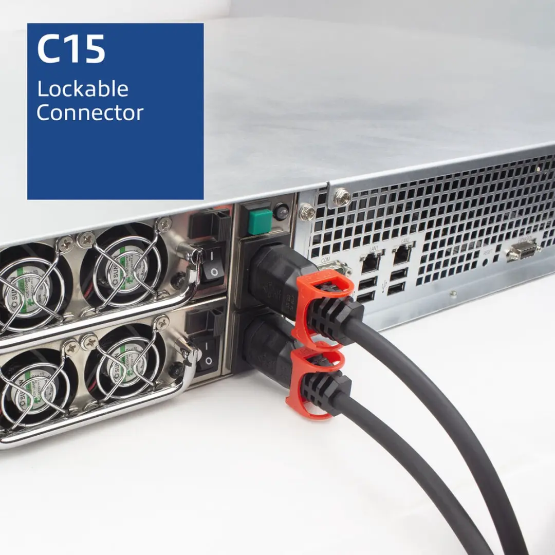 ACT PC3884 Netsnoer C15 Lock+ - 2m - Zwart