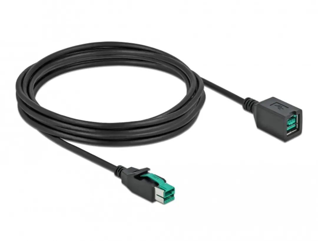 Delock PoweredUSB Verlengkabel 12V 4m - Zwart