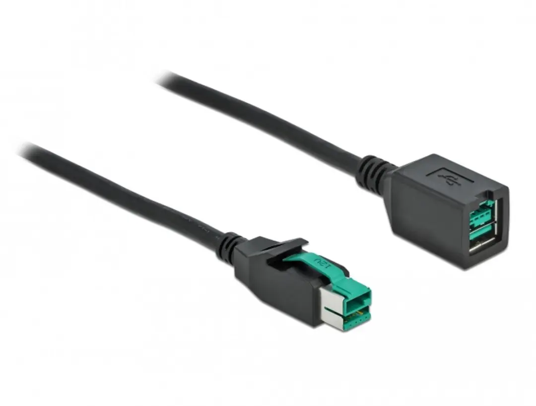 Delock PoweredUSB Verlengkabel 12V 4m - Zwart
