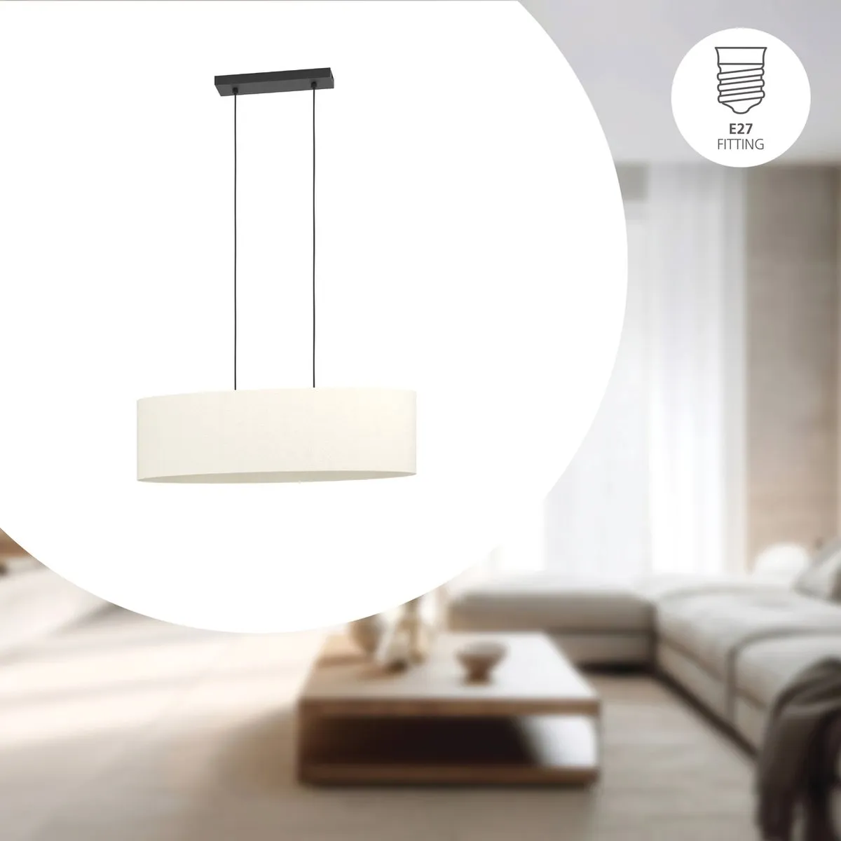 Eglo Febres Hanglamp E27 78cm - Zwart/Wit