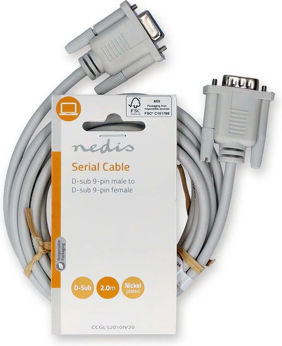 Nedis CCGL52010IV20 Seriële Kabel D-SUB 9 M/F - 2m - Ivoor