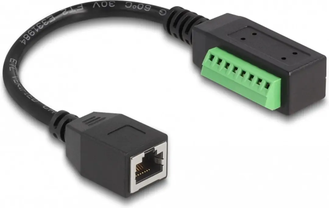 Delock RJ45 naar Terminal Block Adapter 21.5cm - Zwart