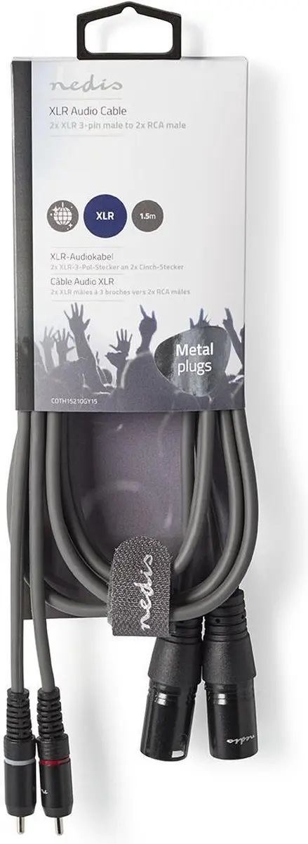 Nedis Gebalanceerde Audiokabel XLR-RCA 1.5m - Donkergrijs