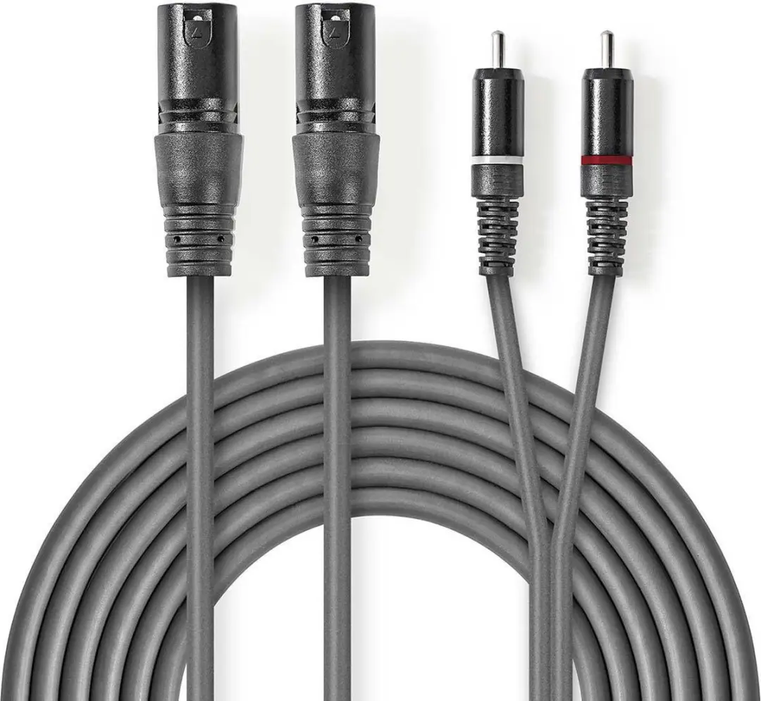 Nedis Gebalanceerde Audiokabel XLR-RCA 1.5m - Donkergrijs