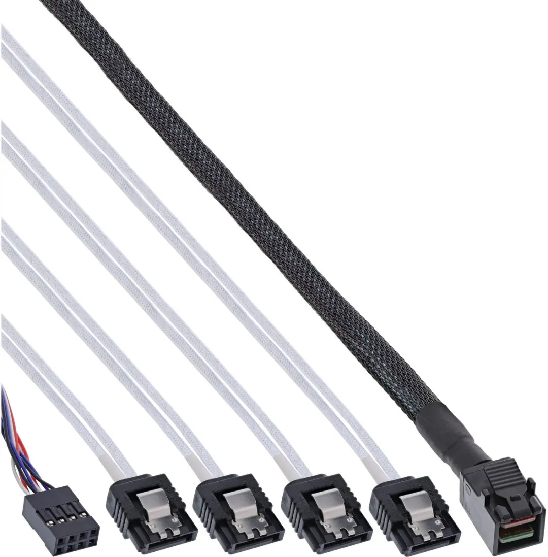 InLine Mini SAS HD-kabel SFF-8643 naar 4x SATA 0,5m