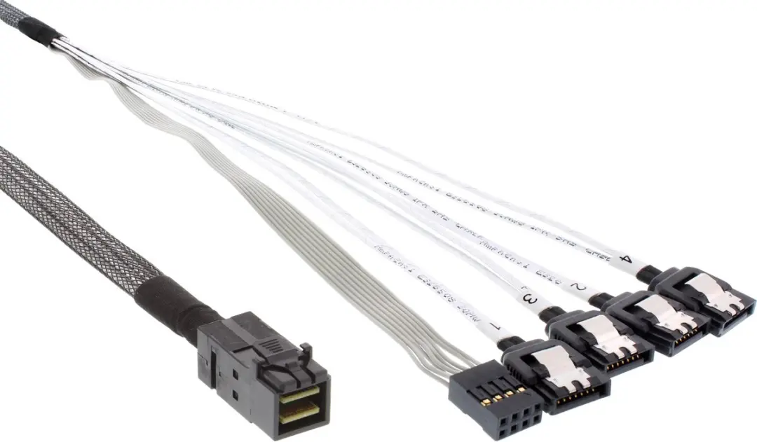 InLine Mini SAS HD-kabel SFF-8643 naar 4x SATA 0,5m