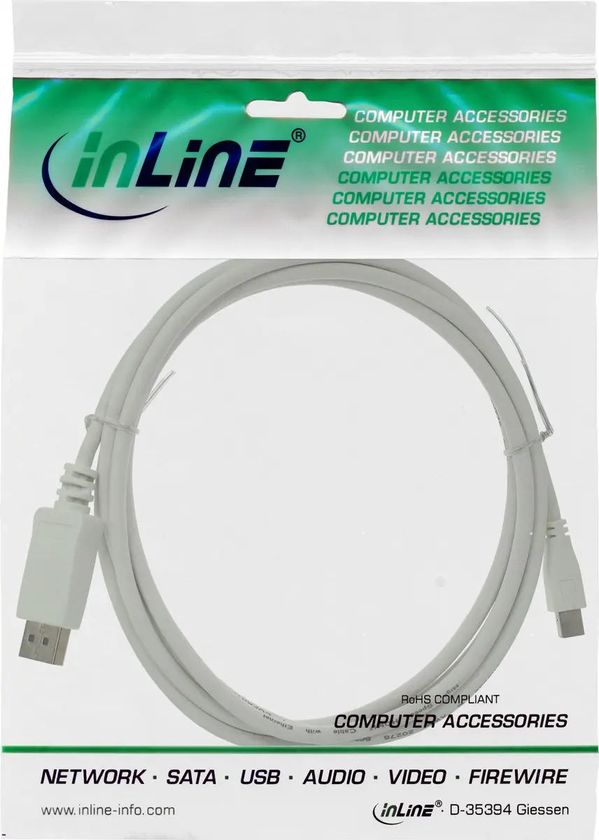 InLine Mini DisplayPort naar DisplayPort Kabel 1.2 - 3m - Wit