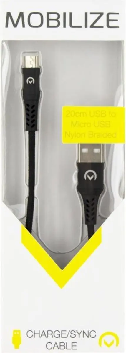 Mobilize Nylon USB-A naar Micro USB Kabel 1m - Zwart