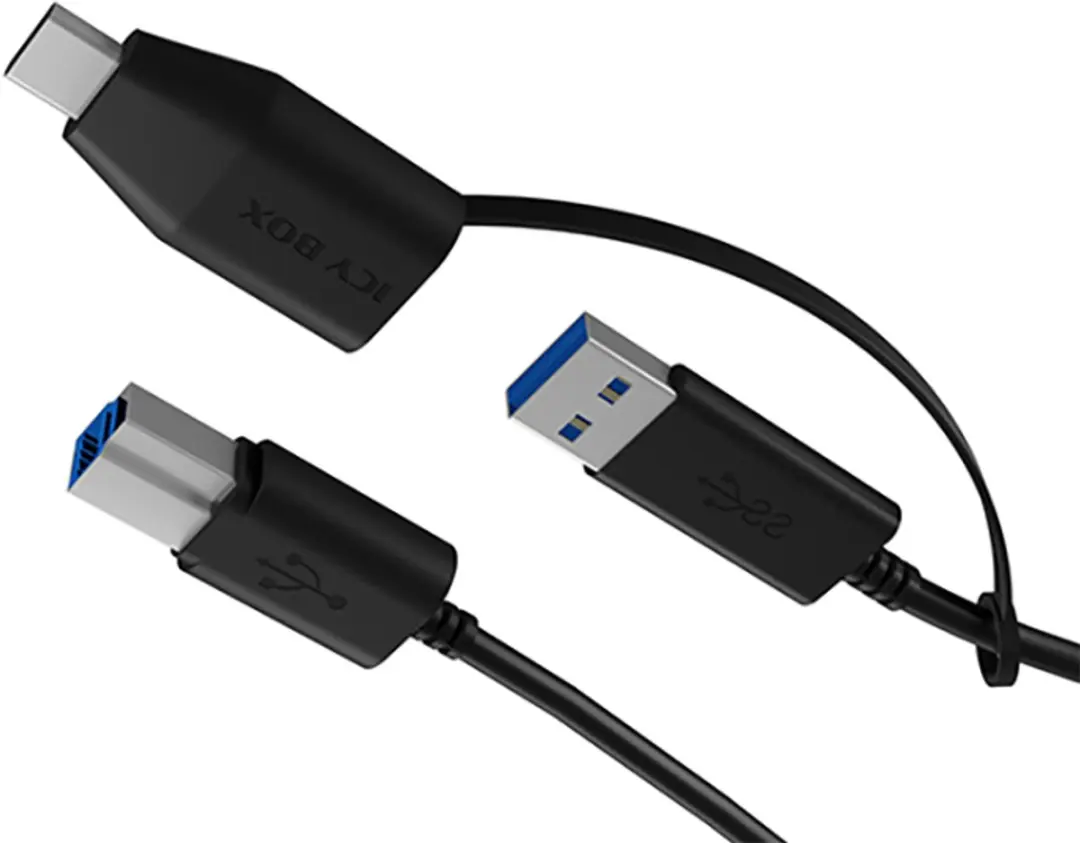 Icy Box USB-C/USB-A/USB-B Kabel 1m - USB 3.2 Gen1 Zwart