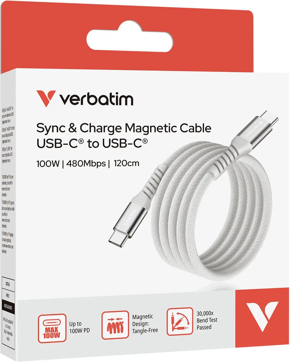 Verbatim USB-C Kabel 1,2m 100W PD - Transparant