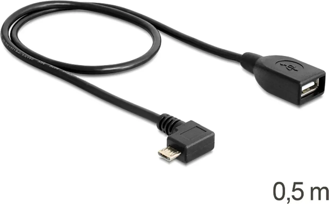 Delock USB micro-B naar USB 2.0-A Kabel 0.5m - Zwart