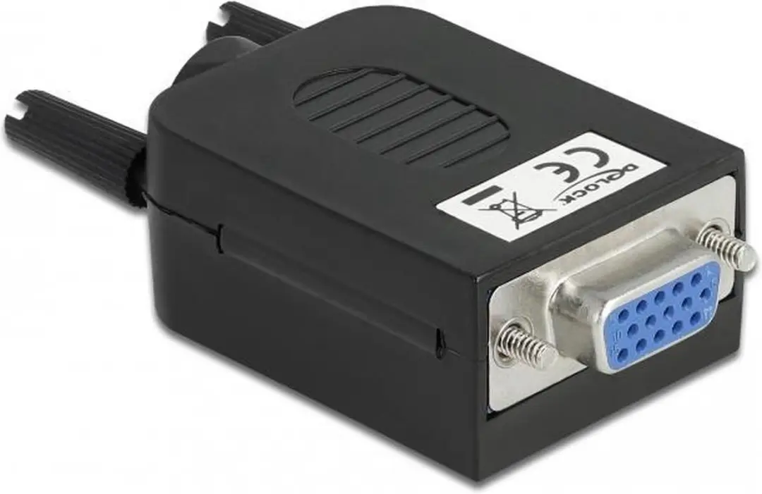 Delock VGA15 Vrouwelijk naar Terminal Block Adapter - Zwart/Blauw