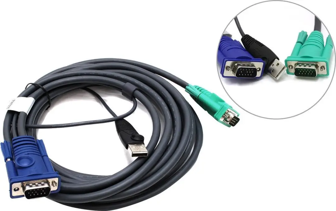 Aten 2L-5205U KVM-kabel VGA USB - 5m - Zwart