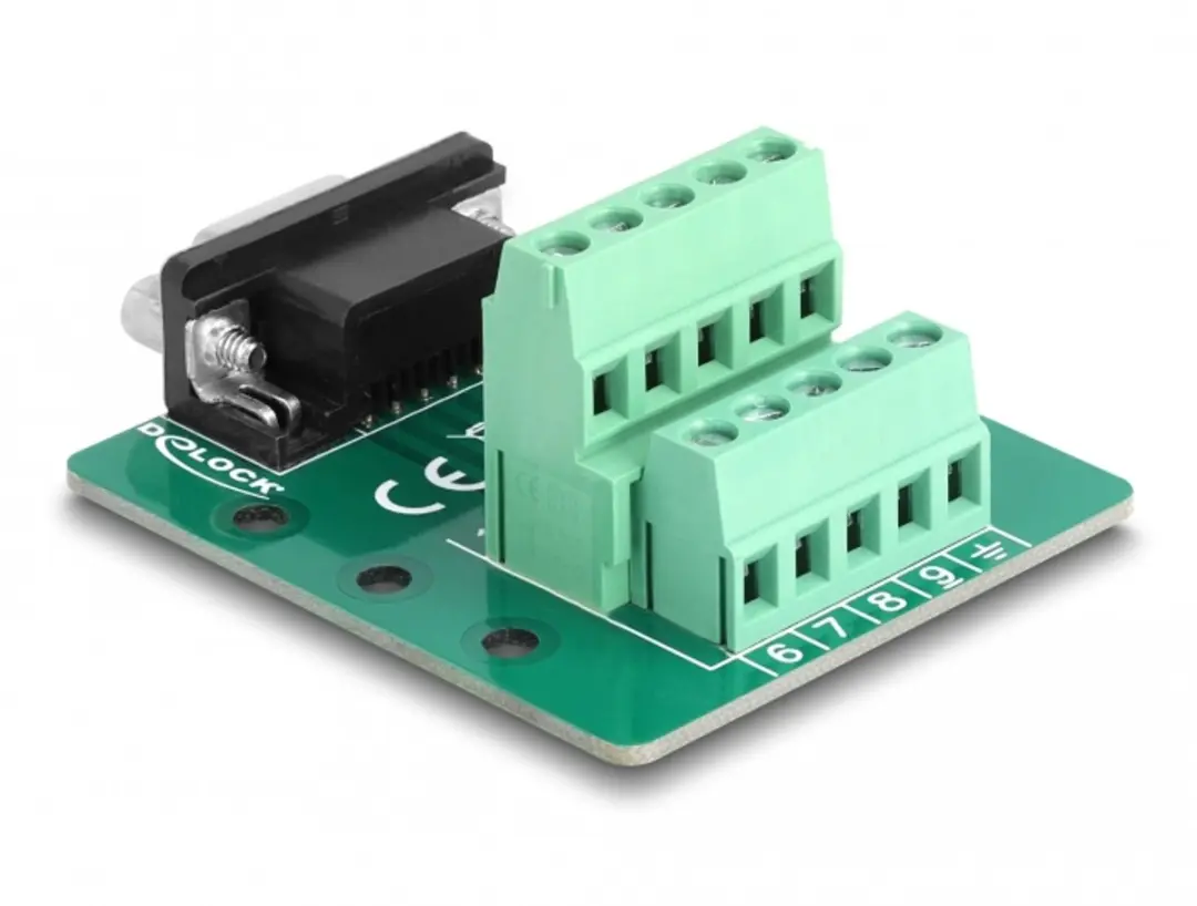 Delock D-Sub 9 Pin Vrouwelijk naar Terminal Block DIN-rail - Groen