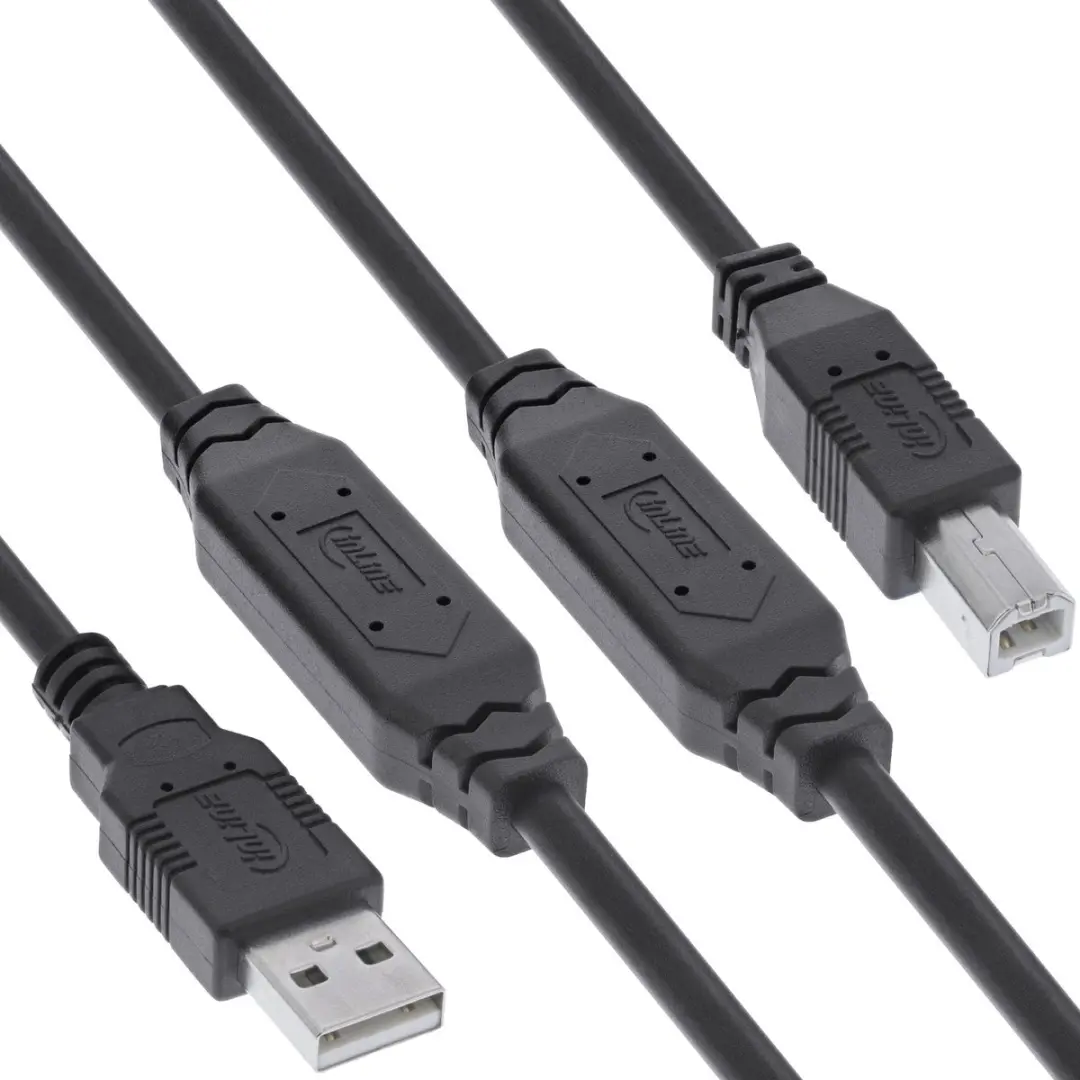 InLine USB-A naar USB-B Kabel 15m - USB 2.0 - Zwart