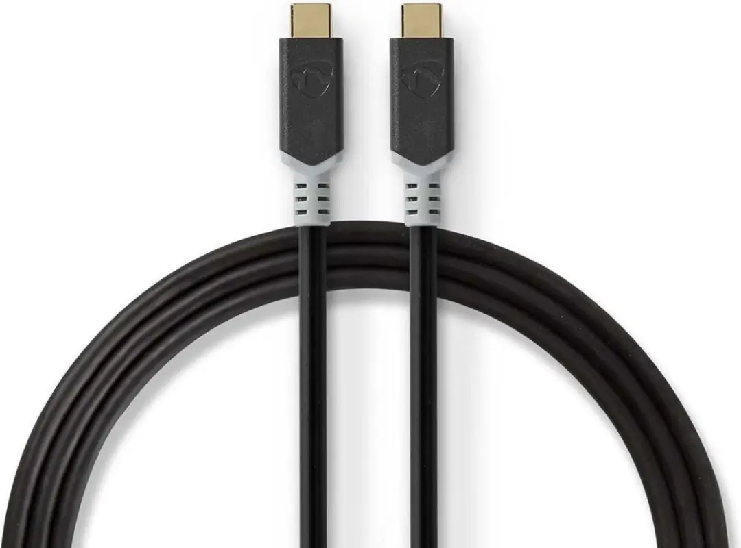 Nedis USB-C Kabel CCBW64020AT10 - 1m - 100W - 4K@60Hz - Verguld - Antraciet