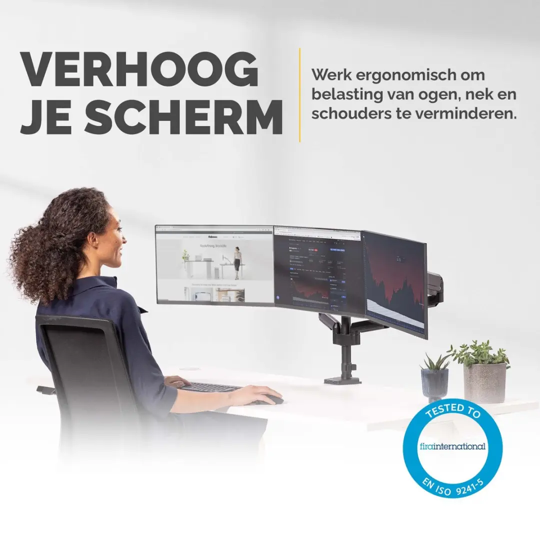 Fellowes Platinum Serie Driedubbele Monitorarm 8042601 - 3x tot 27" - Zwart